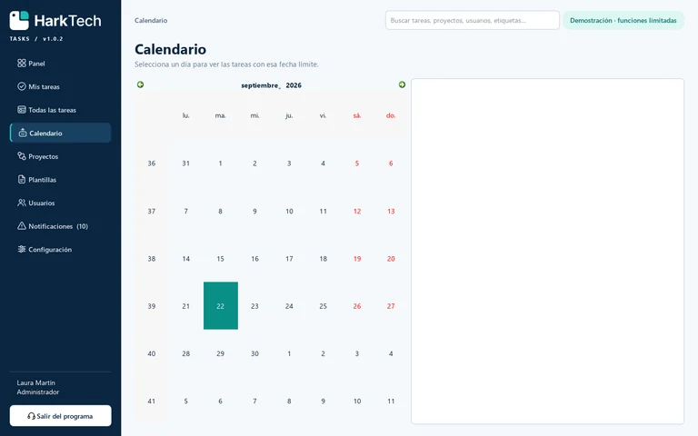Aktueller Screenshot des HarkTech Tasksplans