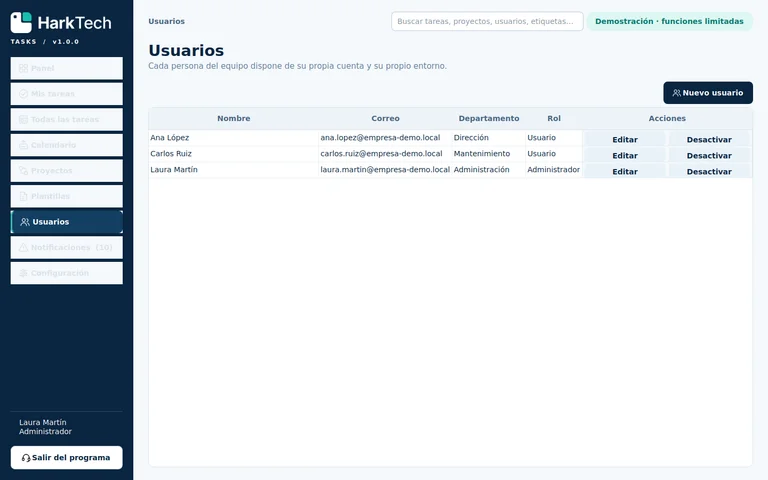 Captura real: gestión de usuarios y roles