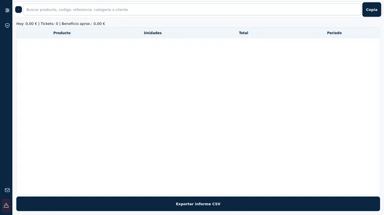 Actual capture: POS reporting screen