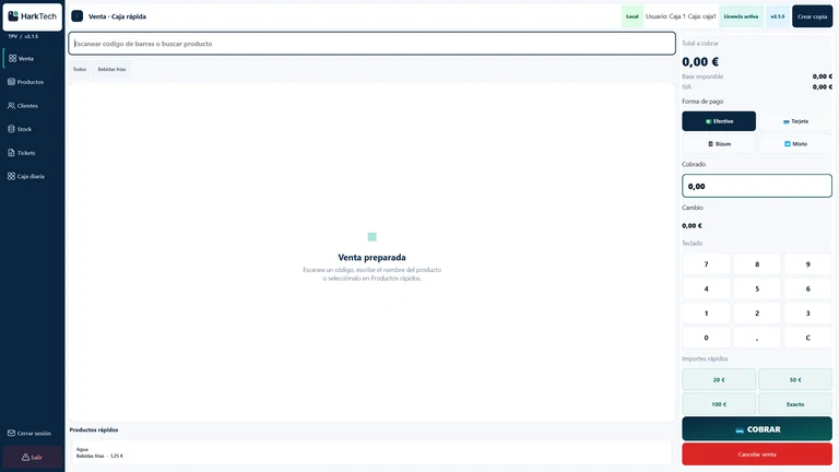 Echter Screenshot des HarkTech POS-Verkaufsbildschirms